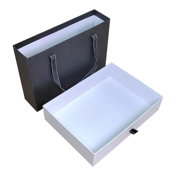 Glitter Paper Drawer Style Gift Box With Ribbon