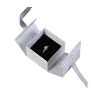 Jewelry Flip Ring Boxes with Ribbon
